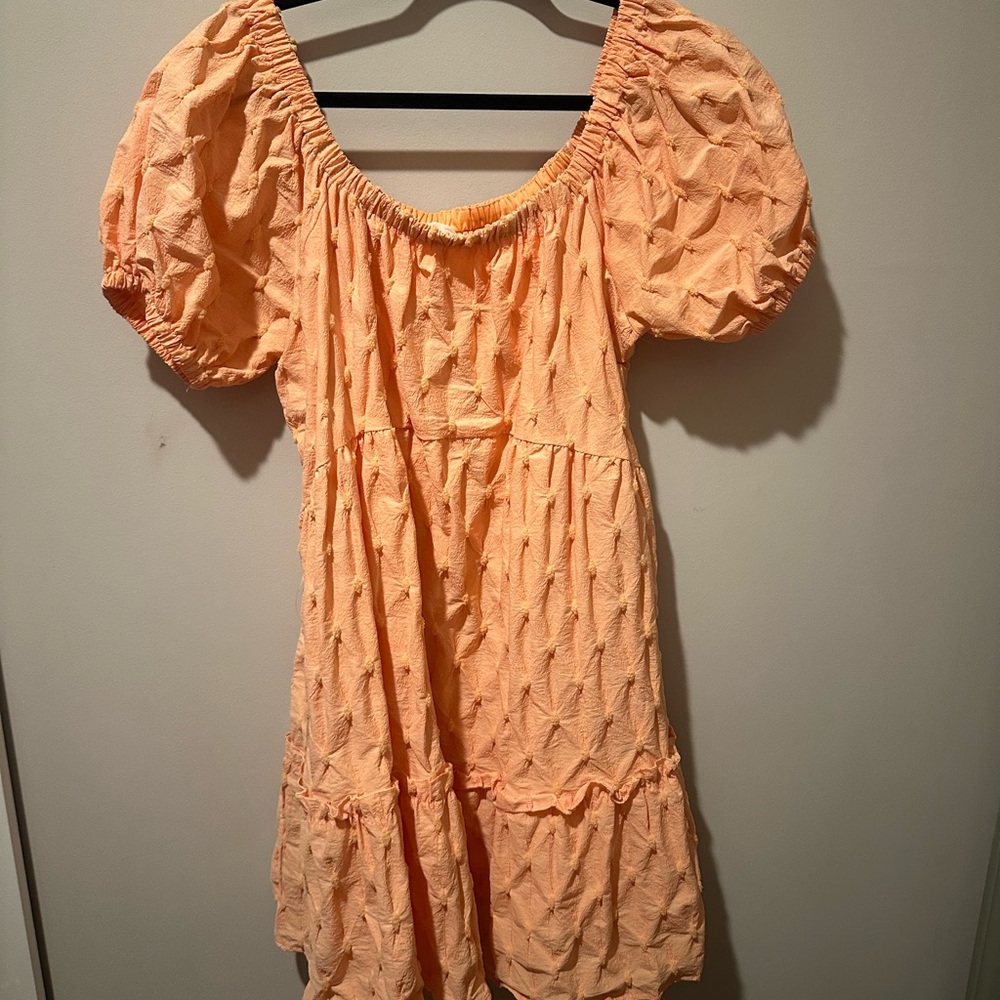 Orange Puff Sleeve Dress